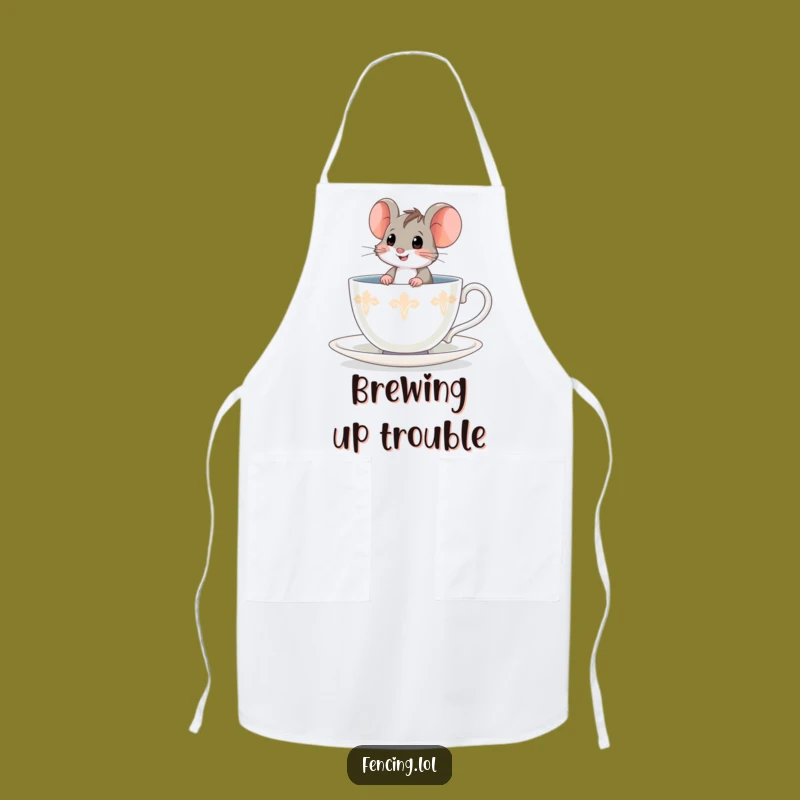 Funny Brave Mouse Teacup Apron - Chef's Adorable Adventure Kitchen Wear