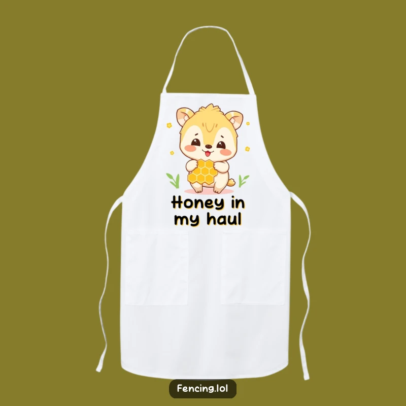 Funny Honey Animal Apron: Joyful Creature with Honeycomb, Kitchen Funny Gift