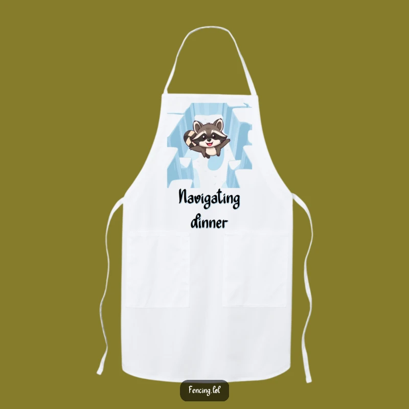 Funny Raccoon Ice Maze Apron: Kitchen Skater Fun Gift