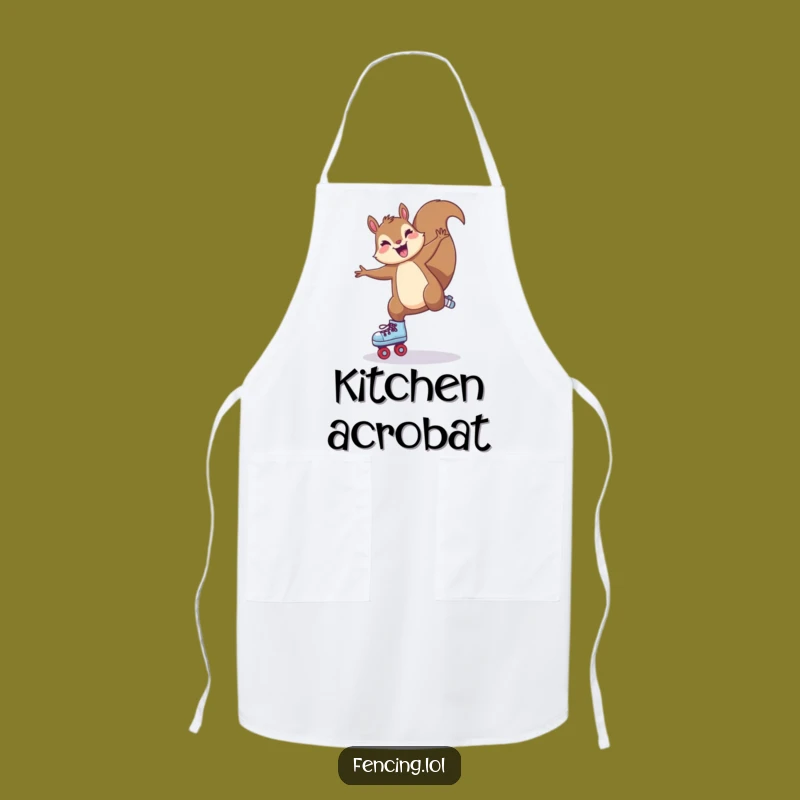 Funny Squirrel Cartwheel Apron: Hilarious Kitchen Gift for Fun-Loving Cooks.
