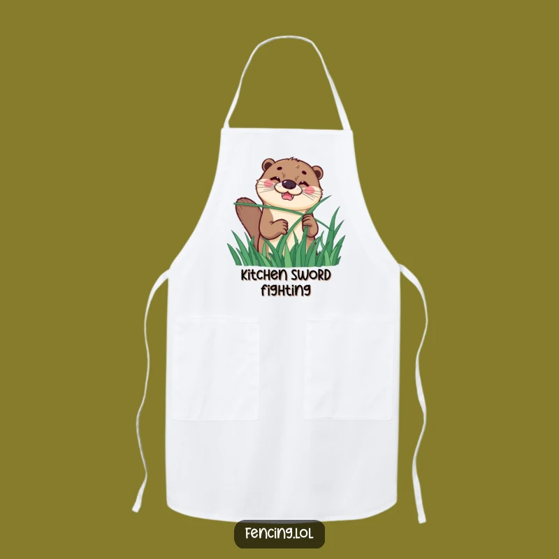 Funny Otter Fencing Apron: Cook Up Laughs With This Hilarious Kitchen Companion