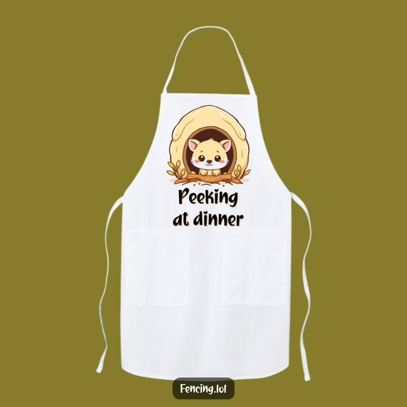 Funny Beehive Animal Apron: Curious Creature Peeking In, Kitchen Funny Gift