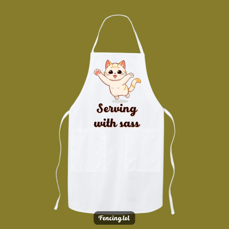 Funny Cat Stop Apron: Hilarious Kitchen Gift for Dramatic Chefs.