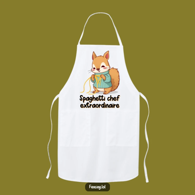 Funny Squirrel Knitting Spaghetti Apron - Chef's Hilarious Crafty Kitchen Wear