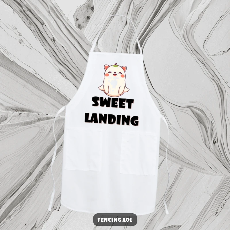 Funny joyful animal floating on a kitchen apron, bringing lightheartedness and humor to cooking tasks.