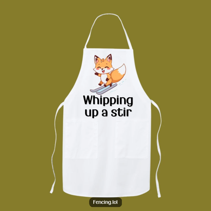 Funny Happy Fox Ice Skating Apron: Kitchen Fun for Winter Days