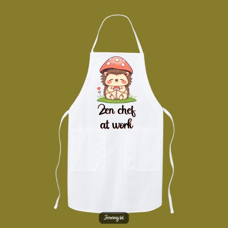 Funny Hedgehog Chef Apron: Meditating Kitchen Humor Gift