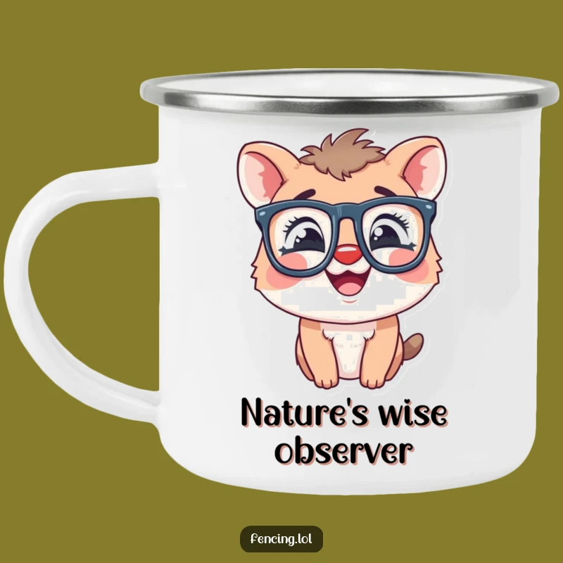 Durable Funny Giggling Animal Oversized Glasses Camping Mug - Adventure with a Laugh