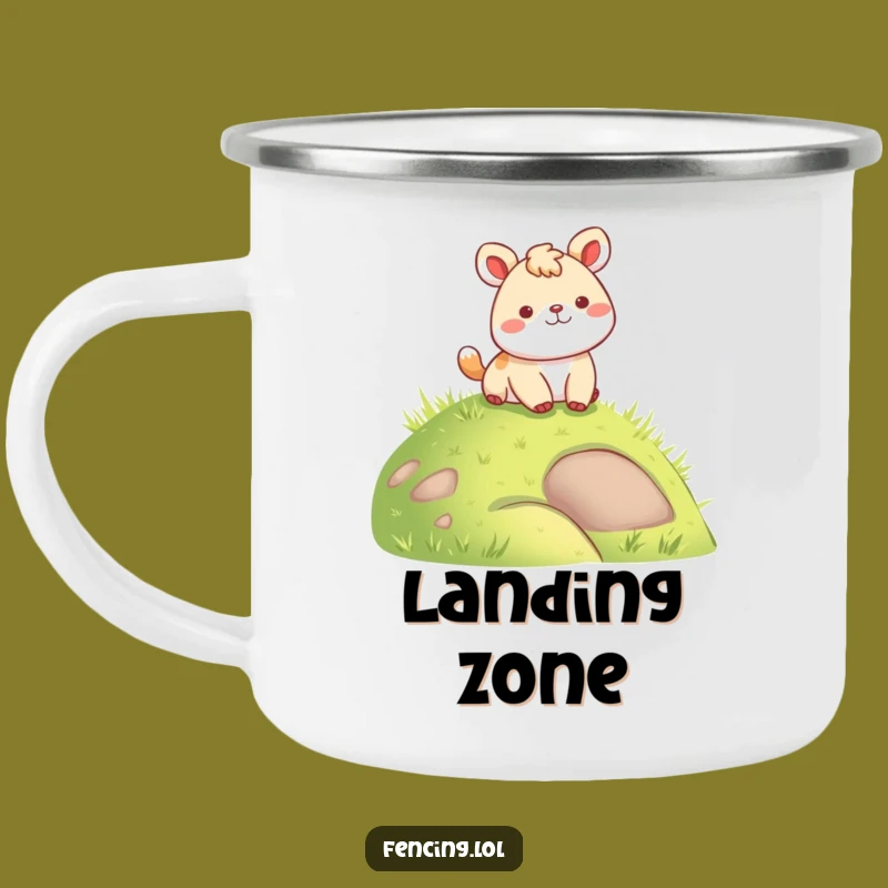Funny Cheerful Animal Camping Mug: Outdoor Landing Adventures Await