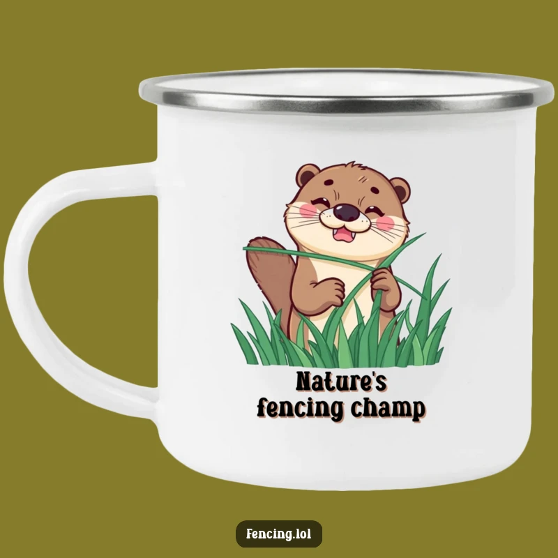 Funny Otter Fencing Camping Mug: Outdoor Laughs With A Determined Grin