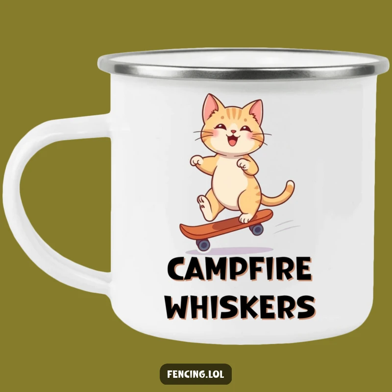 Funny Playful Cat Single Skate Camping Mug: Adventure with Feline Grace