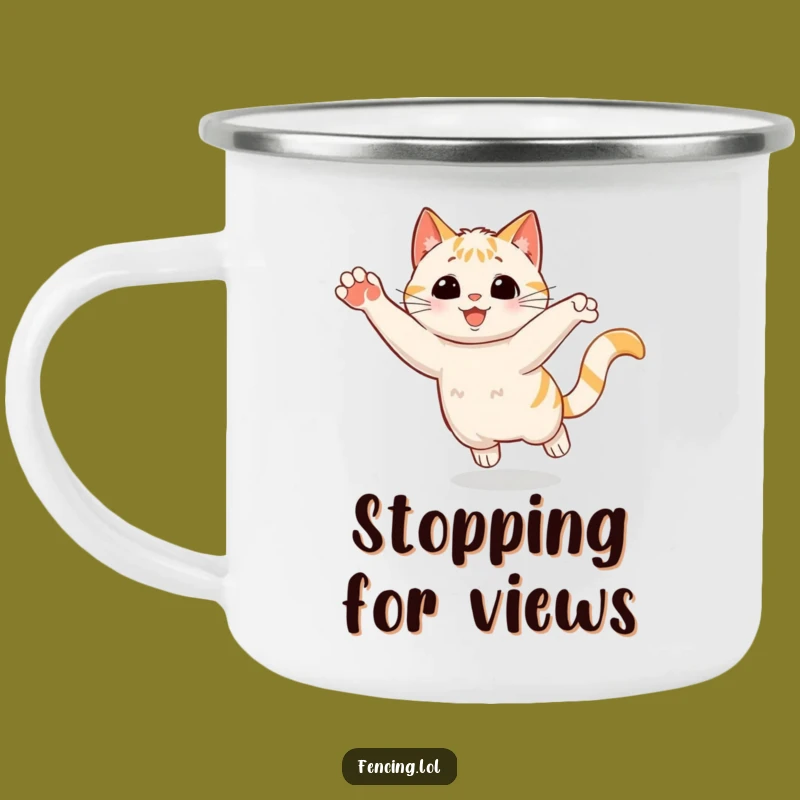 Funny Cat Stop Camping Mug: Hilarious Feline Gift for Dramatic Campers.