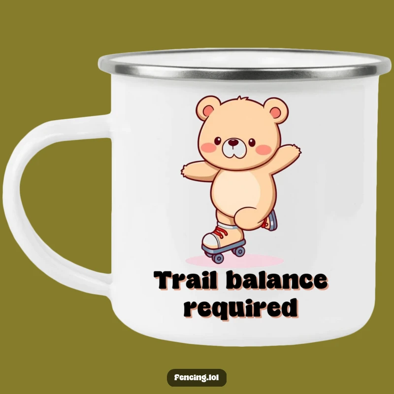 Funny Wobbly Bear Roller Skating Camping Mug - Outdoor Laughs Gift