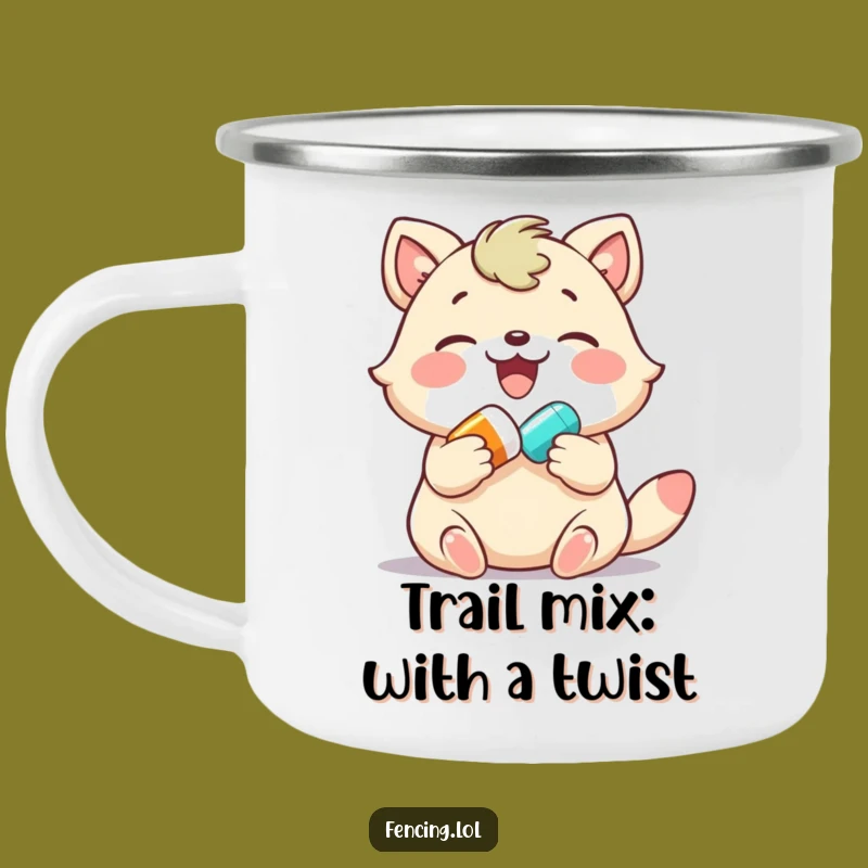 Funny Joyful Animal Camping Mug: Happy Pill Time Adventures