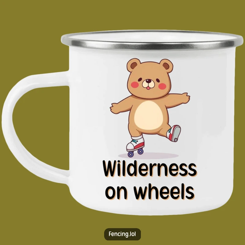 Funny Roller Skating Bear Split Camping Mug: Adventure & Laughs Outdoors