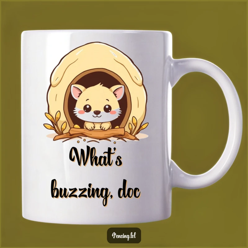 Funny Beehive Animal Mug: Curious Creature Peeking In, Humorous Gift Idea