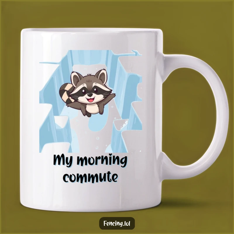 Funny Raccoon Ice Maze Mug: Hilarious Skater Gift for Maze Lovers