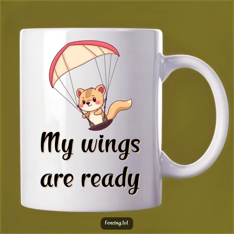 Funny Determined Paraglider Animal Mug: Hilarious Adventure Gift for Pilots