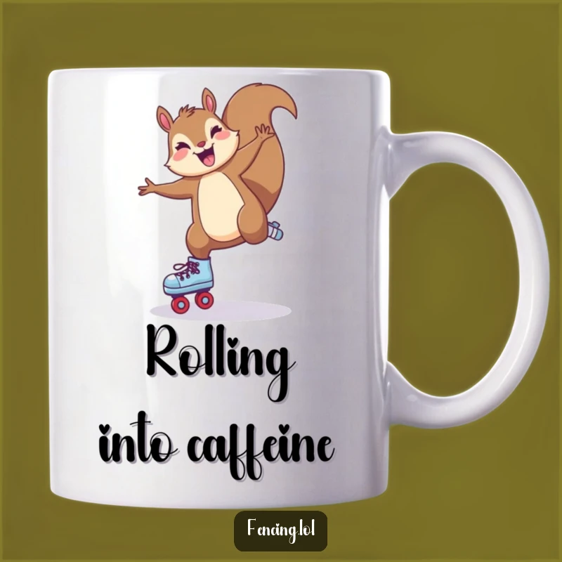 Funny Squirrel Cartwheel Mug: Hilarious Skating Animal Gift for Joyful Moments.
