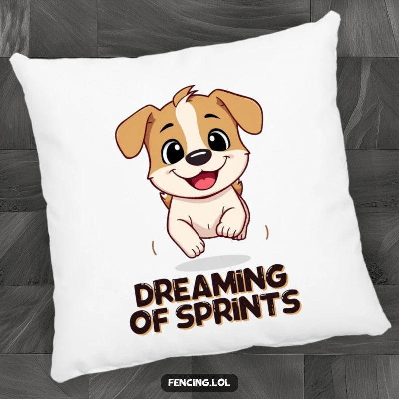 Funny Pillow: A curious dog speeding ahead with a grin, adding a touch of humorous canine energy to home decor.