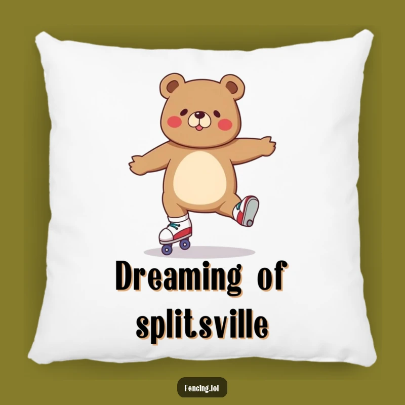 Funny Roller Skating Bear Split Pillow: Comfy & Hilarious Decor Accent