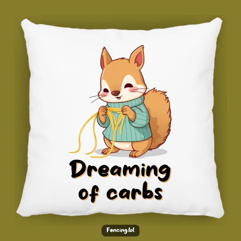 Funny Squirrel Knitting Spaghetti Pillow - Soft and Hilarious Craft Cushion