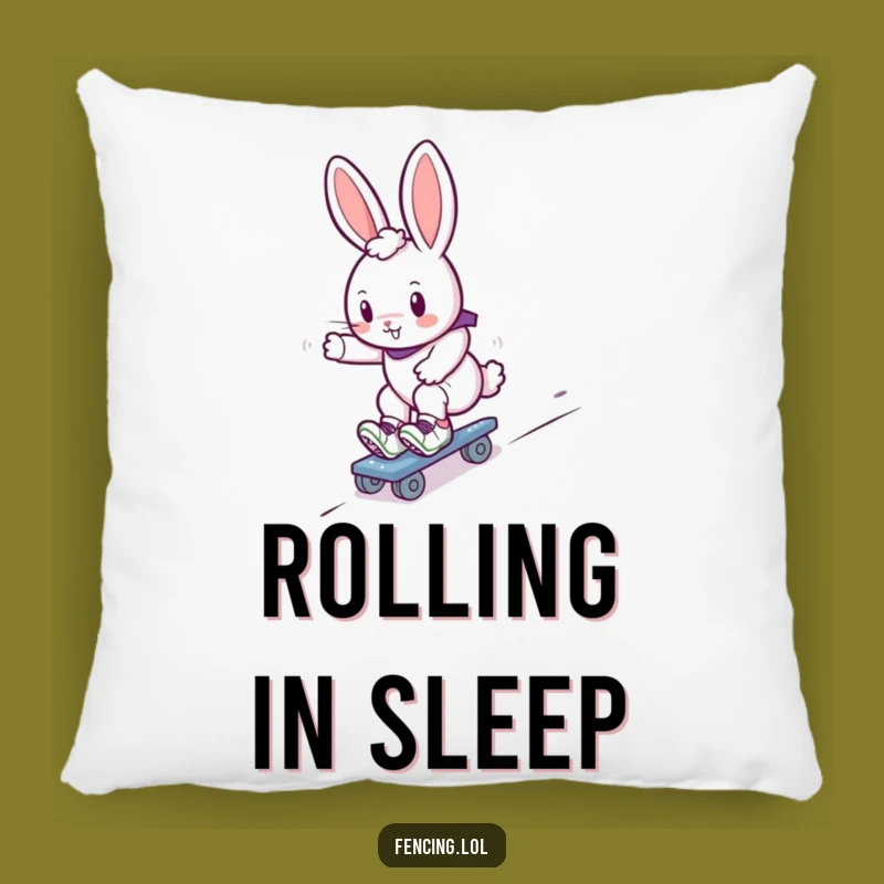 Funny Bunny Roller Skater Pillow: Soft Gliding Rabbit Cushion