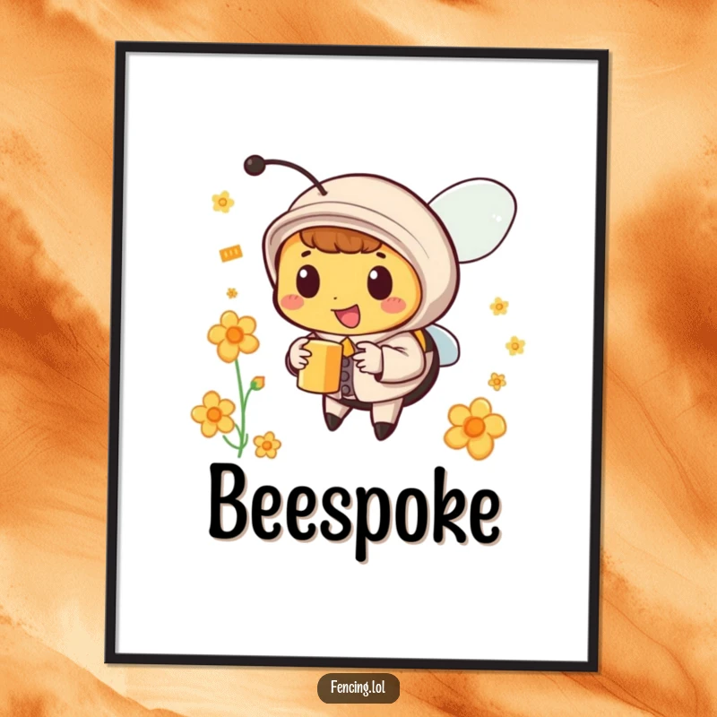 Funny bee digital art print of a dapper bee in a suit collecting nectar, perfect funny gift.