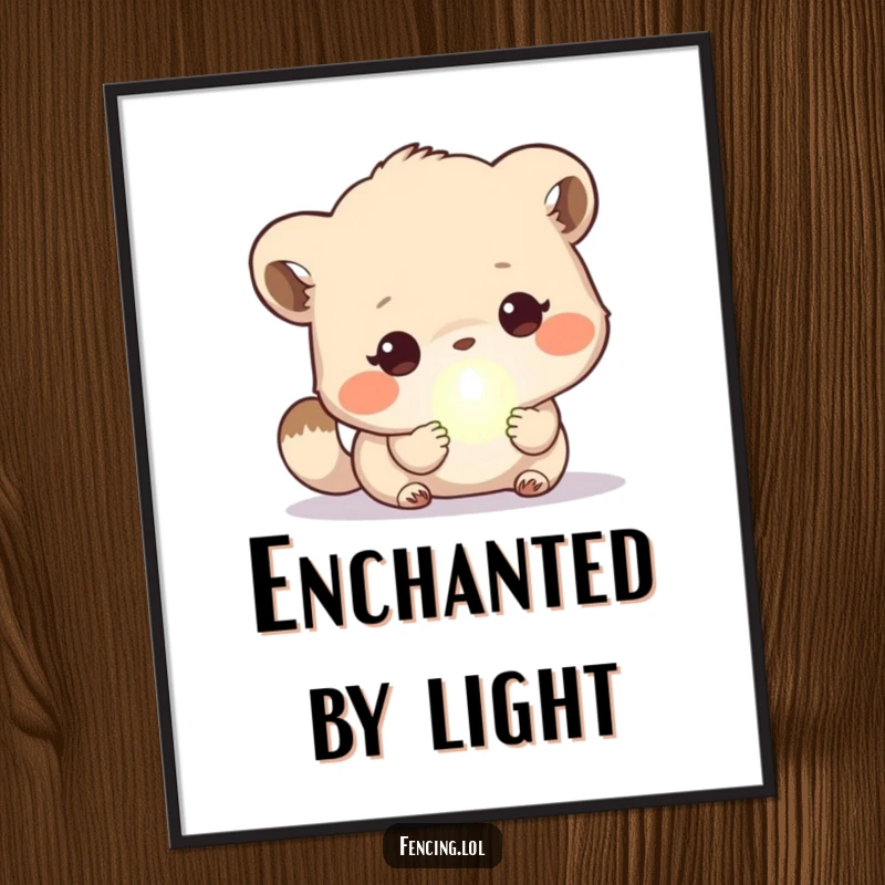 Funny Digital Art Print: A cute animal studying a tiny, glowing orb, offering instant whimsical humor for digital display or printing.