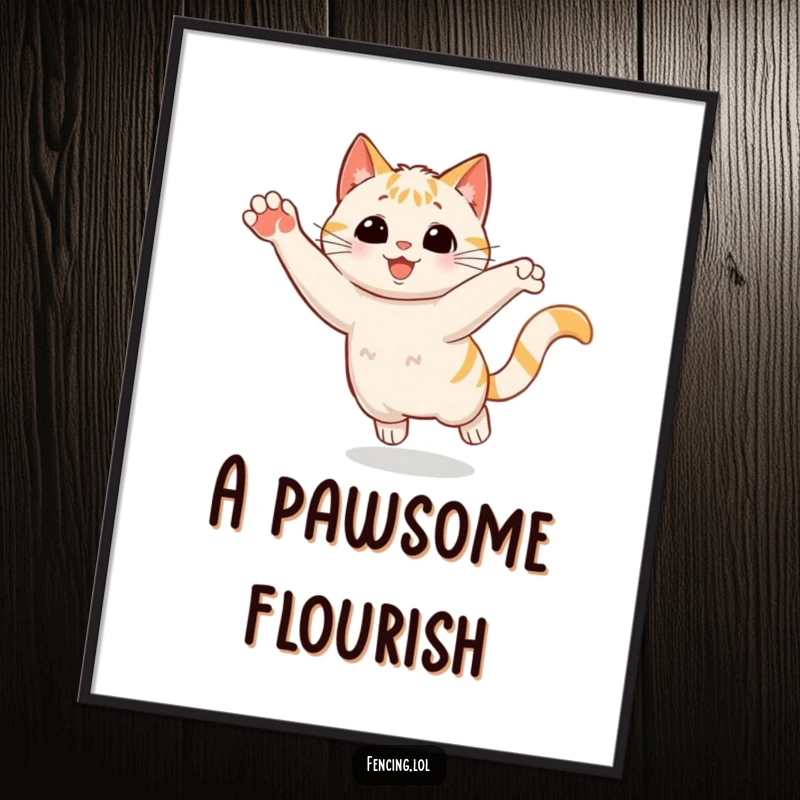 Funny Digital Art Print: A playful cat executing a sudden stop with a flourish, offering instant humorous and dramatic decor.