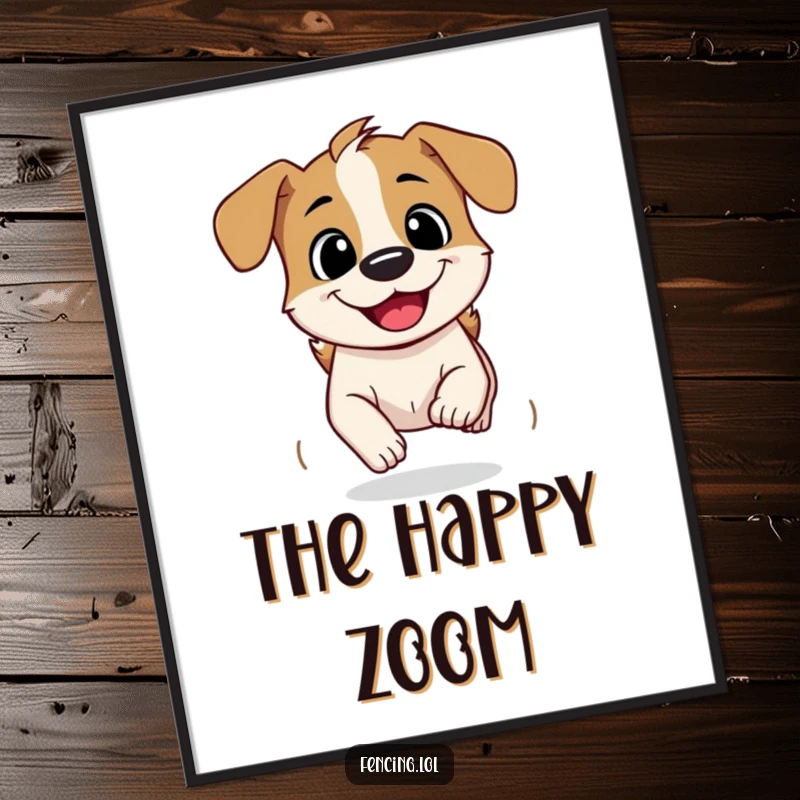 Funny Digital Art Print: A curious dog speeding ahead with a grin, offering instant humorous and energetic decor.
