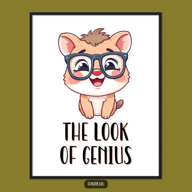 Funny Giggling Animal Oversized Glasses Digital Art - Instant Humor for Your Walls