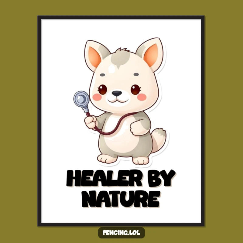 Funny Animal Vet Digital Art: Determined Doctor's Humorous Wall Decor