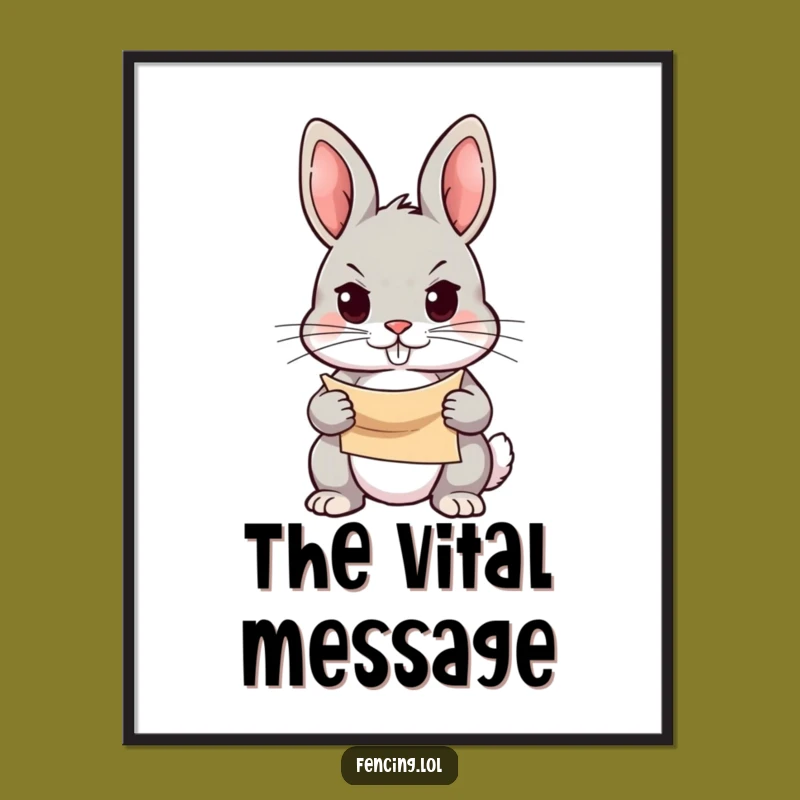 Funny Rabbit Digital Art: Determined Scroll Print, Instant Funny Gift for Goal Setters