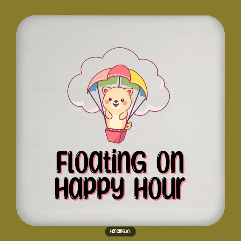 Funny Drink Coaster: Happy Cloud Animal Parachute - Whimsical Surface Protection Gift