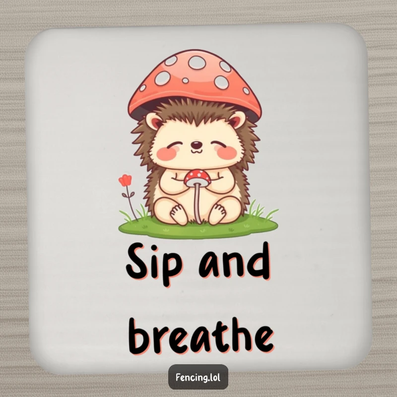 Funny Coaster: A meditating hedgehog design, adding a touch of humorous zen to any table setting while protecting surfaces from drinks.