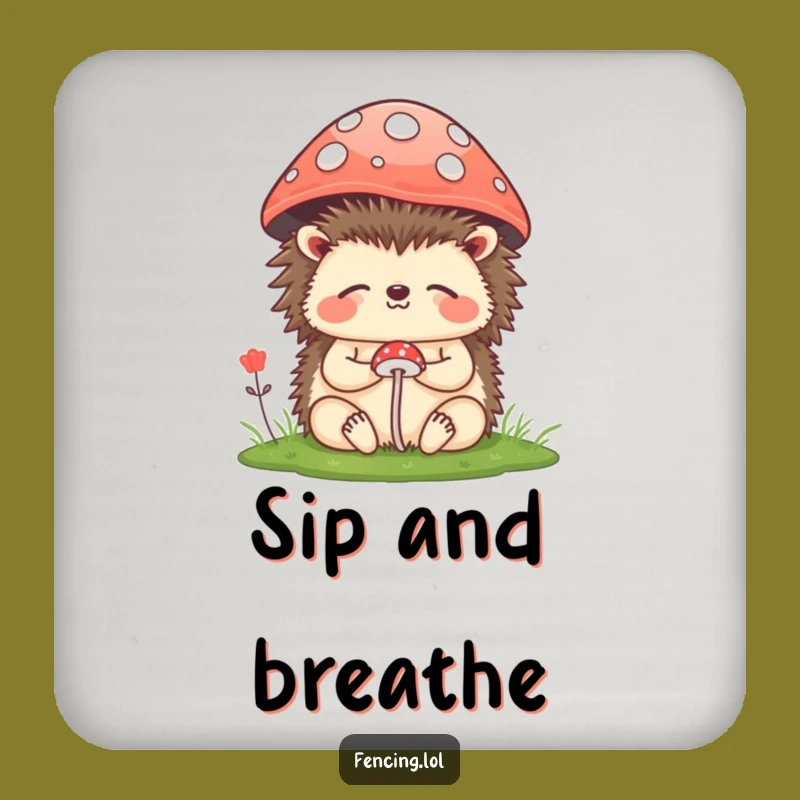 Funny Hedgehog Meditation Coaster: Protect Surfaces with Humor Gift