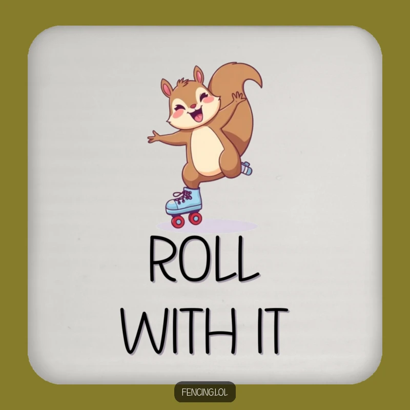 Funny Squirrel Cartwheel Coaster: Hilarious Skating Gift for Tabletops.