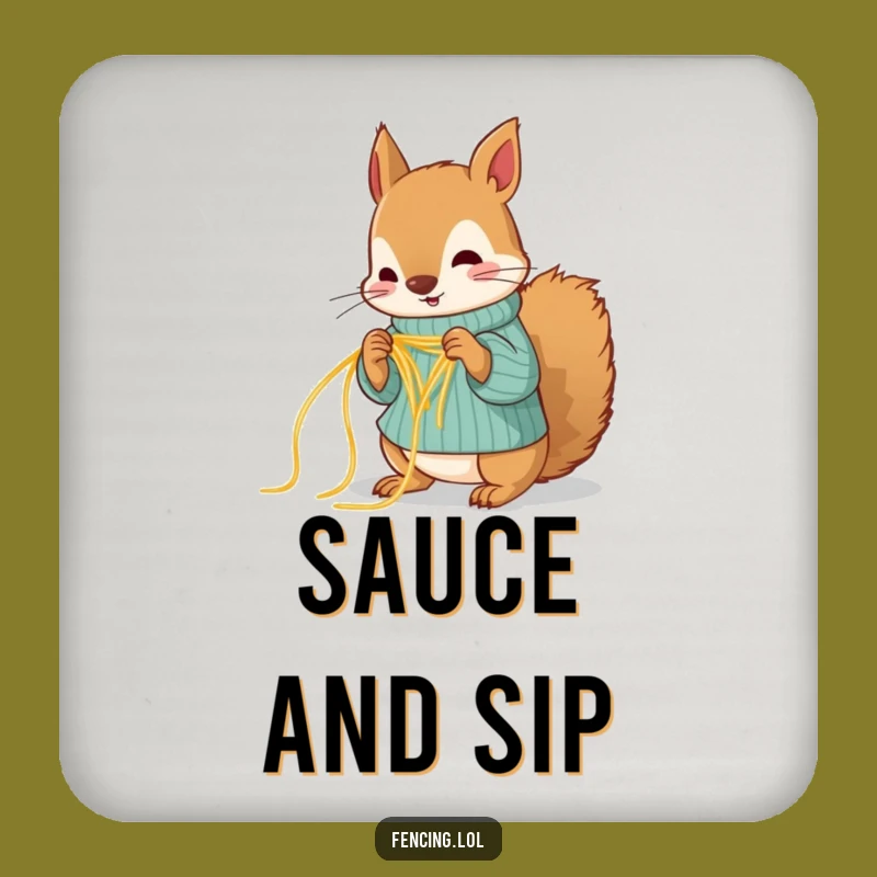 Funny Squirrel Knitting Spaghetti Coasters - Protect Surfaces with Crafty Art