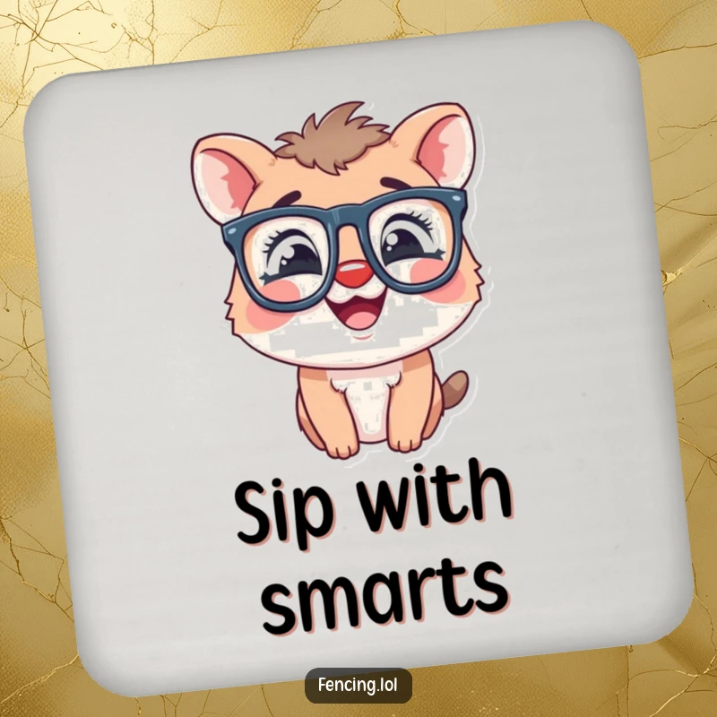 Funny coasters featuring a giggling animal in oversized glasses, providing a humorous way to protect surfaces.