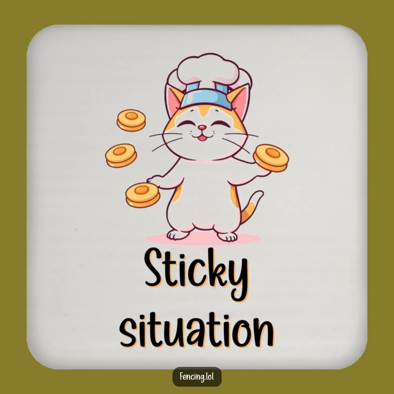 Funny Chef Cat Pancake Coaster, Hilarious Breakfast Drink Protector, Gift Set