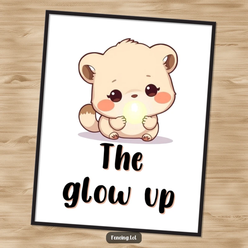 Funny Poster: A cute animal studying a small, luminous orb, creating a whimsical and humorous piece of wall art for any admirer.