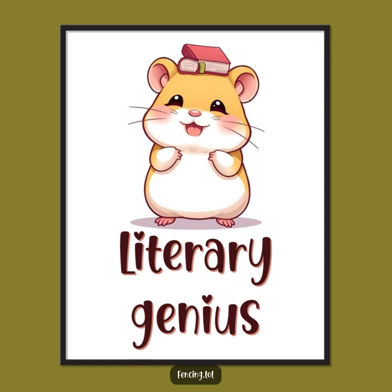 Funny Hamster Poster: Giggling Book Balancer Art Gift