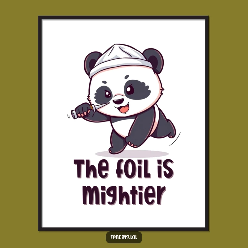 Funny Panda Foil Hat Poster - Determined Heroic Art Gift