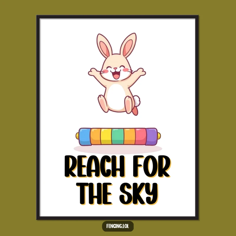 Funny Rabbit High Jump Poster: Add Cheerful Energy to Your Walls