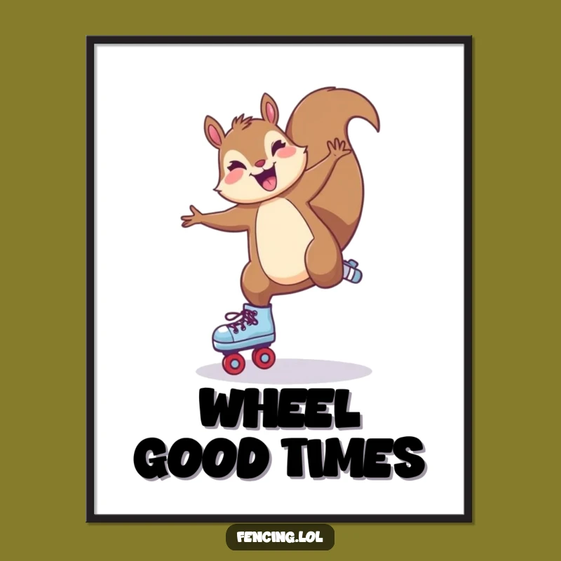 Funny Squirrel Cartwheel Poster: Hilarious Skating Art Gift for Lively Spaces.
