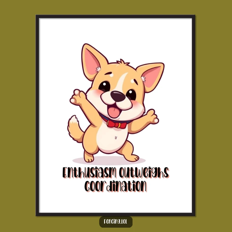 Funny Wobbly Dog Poster: Hilarious Wall Art, Perfect Humorous Gift!