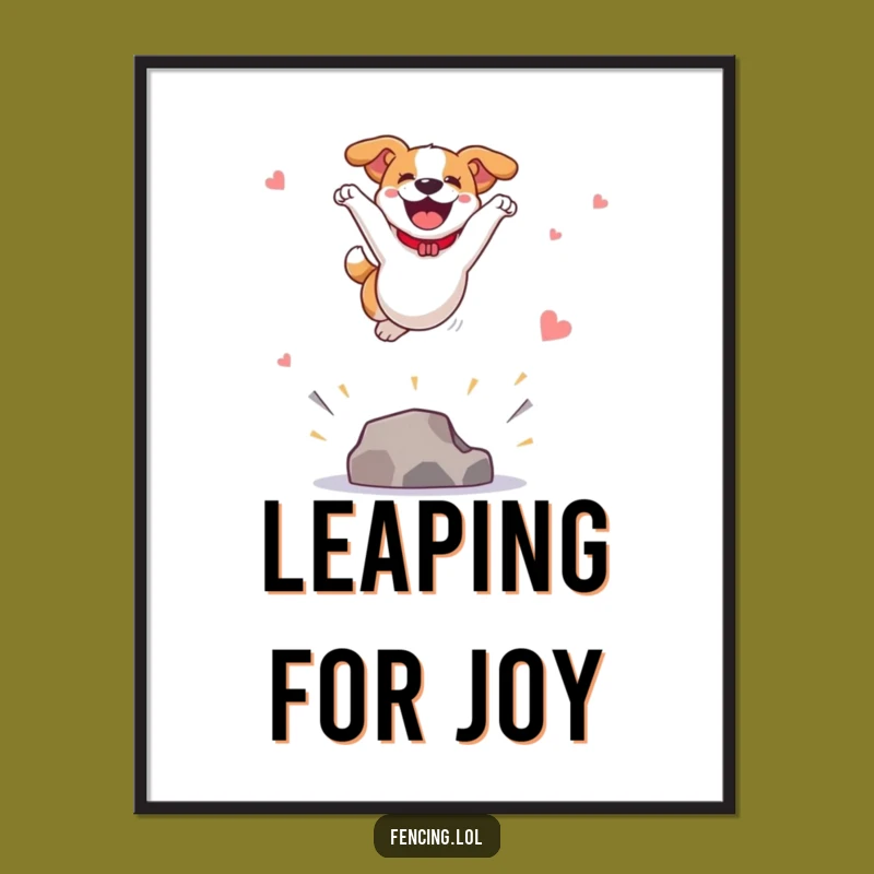 Funny Dog Vault Poster, Dynamic Action Art Print, Perfect Gift