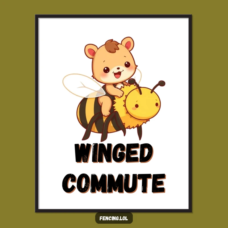 Funny Animal Bee Poster - Humorous Wall Art, Whimsical Animal Gift