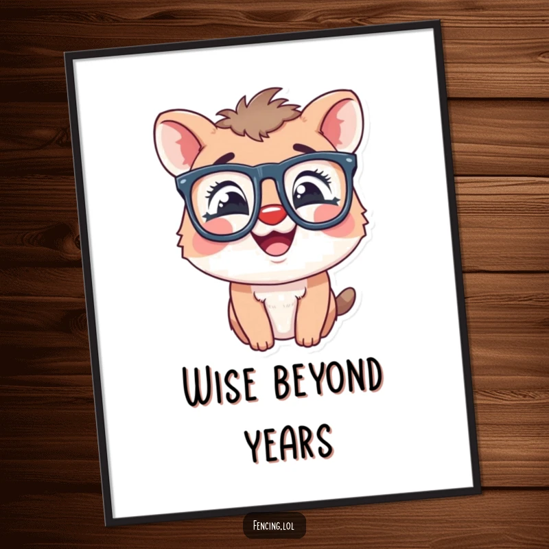 Funny poster of a giggling animal wearing large glasses, bringing a humorous and joyful vibe to wall decor.
